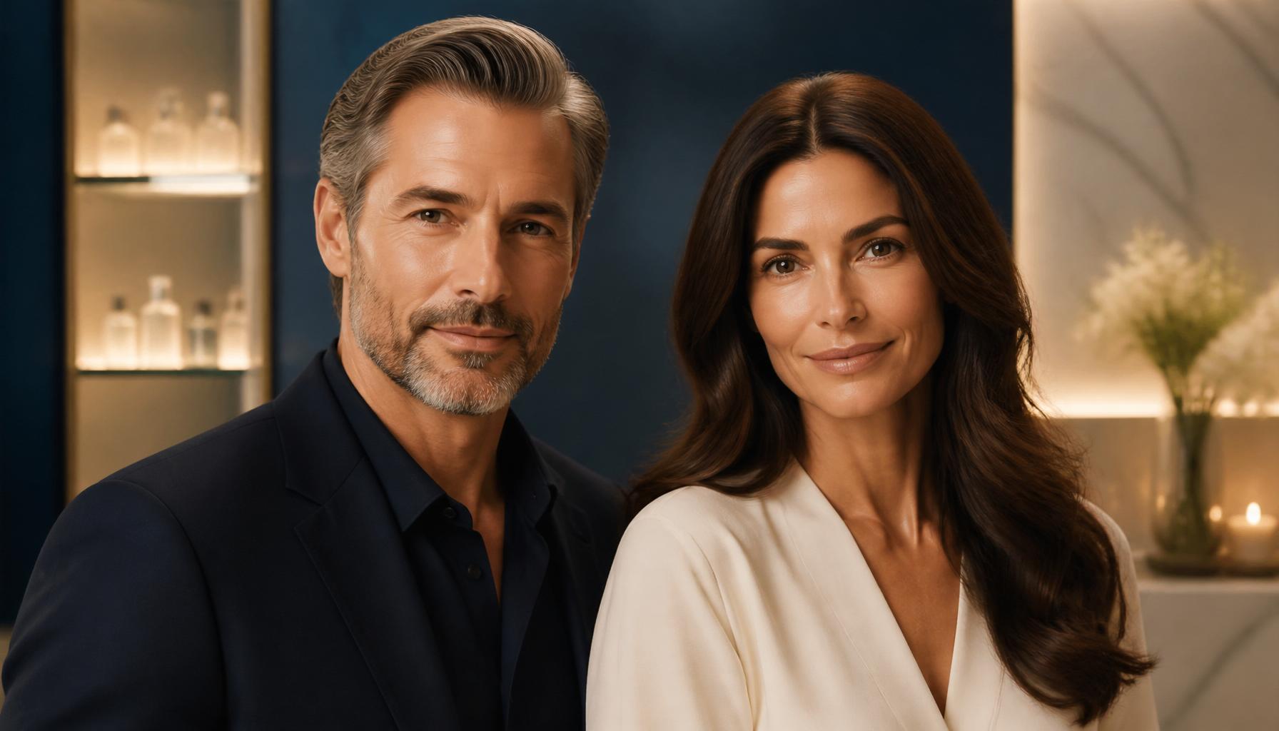 A confident man and woman with healthy, full hair — Perpetua Longevity medical hair restoration